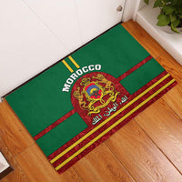 Morocco Proclamation Day Rubber Doormat Marruecos Coat of Arms Roses Pattern - Wonder Print Shop