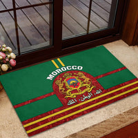 Morocco Proclamation Day Rubber Doormat Marruecos Coat of Arms Roses Pattern - Wonder Print Shop