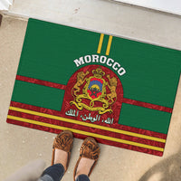 Morocco Proclamation Day Rubber Doormat Marruecos Coat of Arms Roses Pattern - Wonder Print Shop