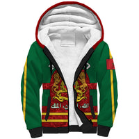 Morocco Proclamation Day Sherpa Hoodie Marruecos Coat of Arms Roses Pattern - Wonder Print Shop