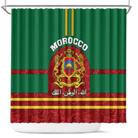 morocco-proclamation-day-shower-curtain-marruecos-coat-of-arms-roses-pattern