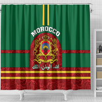 morocco-proclamation-day-shower-curtain-marruecos-coat-of-arms-roses-pattern
