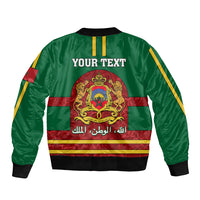 Morocco Proclamation Day Sleeve Zip Bomber Jacket Marruecos Coat of Arms Roses Pattern - Wonder Print Shop