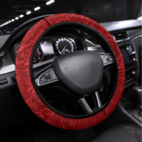 Morocco Proclamation Day Steering Wheel Cover Marruecos Coat of Arms Roses Pattern - Wonder Print Shop