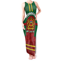 Morocco Proclamation Day Tank Maxi Dress Marruecos Coat of Arms Roses Pattern - Wonder Print Shop