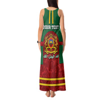 Morocco Proclamation Day Tank Maxi Dress Marruecos Coat of Arms Roses Pattern - Wonder Print Shop