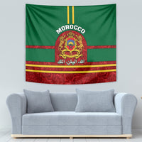 Morocco Proclamation Day Tapestry Marruecos Coat of Arms Roses Pattern - Wonder Print Shop