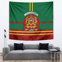 Morocco Proclamation Day Tapestry Marruecos Coat of Arms Roses Pattern - Wonder Print Shop