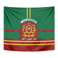 Morocco Proclamation Day Tapestry Marruecos Coat of Arms Roses Pattern - Wonder Print Shop