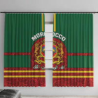 Morocco Proclamation Day Window Curtain Marruecos Coat of Arms Roses Pattern - Wonder Print Shop