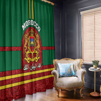 Morocco Proclamation Day Window Curtain Marruecos Coat of Arms Roses Pattern - Wonder Print Shop