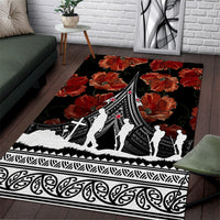 New Zealand ANZAC Day Area Rug Poppy With Polynesian Pattern - Wonder Print Shop