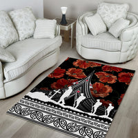 New Zealand ANZAC Day Area Rug Poppy With Polynesian Pattern - Wonder Print Shop
