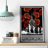 New Zealand ANZAC Day Canvas Wall Art Poppy With Polynesian Pattern - Wonder Print Shop