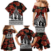 New Zealand ANZAC Day Family Matching Mermaid Dress and Hawaiian Shirt Poppy With Polynesian Pattern - Wonder Print Shop