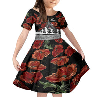 New Zealand ANZAC Day Family Matching Off Shoulder Maxi Dress and Hawaiian Shirt Poppy With Polynesian Pattern - Wonder Print Shop