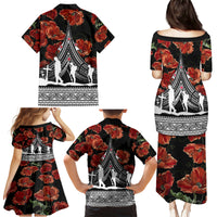 New Zealand ANZAC Day Family Matching Puletasi Dress and Hawaiian Shirt Poppy With Polynesian Pattern - Wonder Print Shop