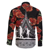 New Zealand ANZAC Day Family Matching Short Sleeve Bodycon Dress and Hawaiian Shirt Poppy With Polynesian Pattern - Wonder Print Shop