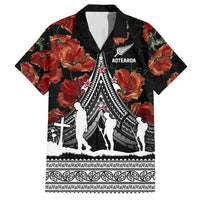 New Zealand ANZAC Day Family Matching Summer Maxi Dress and Hawaiian Shirt Poppy With Polynesian Pattern - Wonder Print Shop