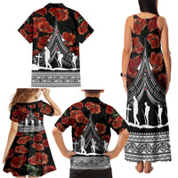New Zealand ANZAC Day Family Matching Tank Maxi Dress and Hawaiian Shirt Poppy With Polynesian Pattern - Wonder Print Shop
