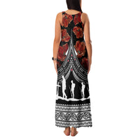 New Zealand ANZAC Day Family Matching Tank Maxi Dress and Hawaiian Shirt Poppy With Polynesian Pattern - Wonder Print Shop