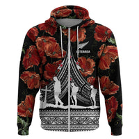New Zealand ANZAC Day Hoodie Poppy With Polynesian Pattern - Wonder Print Shop
