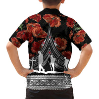 New Zealand ANZAC Day Kid Hawaiian Shirt Poppy With Polynesian Pattern - Wonder Print Shop
