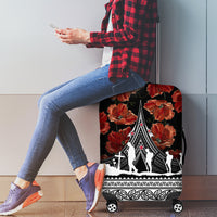 New Zealand ANZAC Day Luggage Cover Poppy With Polynesian Pattern - Wonder Print Shop
