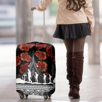 New Zealand ANZAC Day Luggage Cover Poppy With Polynesian Pattern - Wonder Print Shop