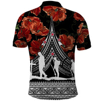 New Zealand ANZAC Day Polo Shirt Poppy With Polynesian Pattern - Wonder Print Shop