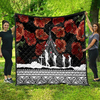 New Zealand ANZAC Day Quilt Poppy With Polynesian Pattern - Wonder Print Shop