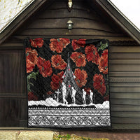 New Zealand ANZAC Day Quilt Poppy With Polynesian Pattern - Wonder Print Shop