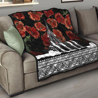 New Zealand ANZAC Day Quilt Poppy With Polynesian Pattern - Wonder Print Shop