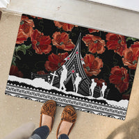 New Zealand ANZAC Day Rubber Doormat Poppy With Polynesian Pattern - Wonder Print Shop
