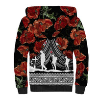 New Zealand ANZAC Day Sherpa Hoodie Poppy With Polynesian Pattern - Wonder Print Shop