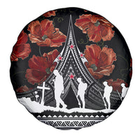 New Zealand ANZAC Day Spare Tire Cover Poppy With Polynesian Pattern - Wonder Print Shop