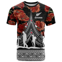New Zealand ANZAC Day T Shirt Poppy With Polynesian Pattern - Wonder Print Shop