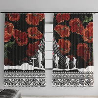 New Zealand ANZAC Day Window Curtain Poppy With Polynesian Pattern - Wonder Print Shop