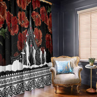 New Zealand ANZAC Day Window Curtain Poppy With Polynesian Pattern - Wonder Print Shop