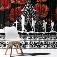 New Zealand ANZAC Day Window Curtain Poppy With Polynesian Pattern - Wonder Print Shop