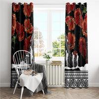 New Zealand ANZAC Day Window Curtain Poppy With Polynesian Pattern - Wonder Print Shop