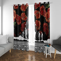 New Zealand ANZAC Day Window Curtain Poppy With Polynesian Pattern - Wonder Print Shop