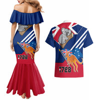 Australia Day Kangaroo and Koala With Flag Couples Matching Mermaid Dress and Hawaiian Shirt - Wonder Print Shop