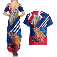 Australia Day Kangaroo and Koala With Flag Couples Matching Summer Maxi Dress and Hawaiian Shirt - Wonder Print Shop