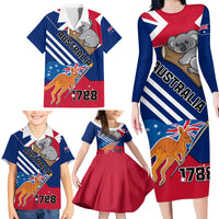Australia Day Kangaroo and Koala With Flag Family Matching Long Sleeve Bodycon Dress and Hawaiian Shirt - Wonder Print Shop