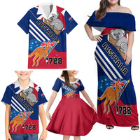 Australia Day Kangaroo and Koala With Flag Family Matching Off Shoulder Maxi Dress and Hawaiian Shirt - Wonder Print Shop