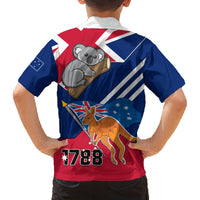 Australia Day Kangaroo and Koala With Flag Family Matching Off Shoulder Short Dress and Hawaiian Shirt - Wonder Print Shop