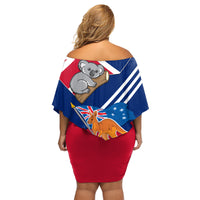 Australia Day Kangaroo and Koala With Flag Family Matching Off Shoulder Short Dress and Hawaiian Shirt - Wonder Print Shop