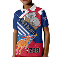 Australia Day Kangaroo and Koala With Flag Kid Polo Shirt - Wonder Print Shop