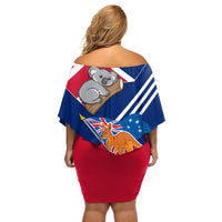 Australia Day Kangaroo and Koala With Flag Off Shoulder Short Dress - Wonder Print Shop